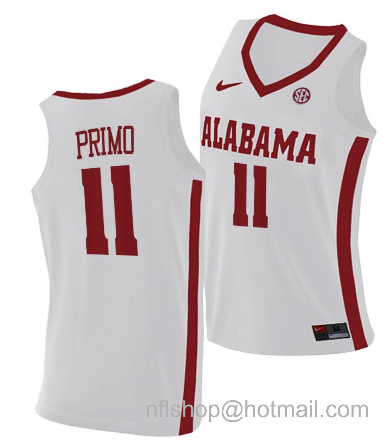 Men's Alabama Crimson Tide Joshua Primo College Basketball Replica White #11 Stitched Jersey