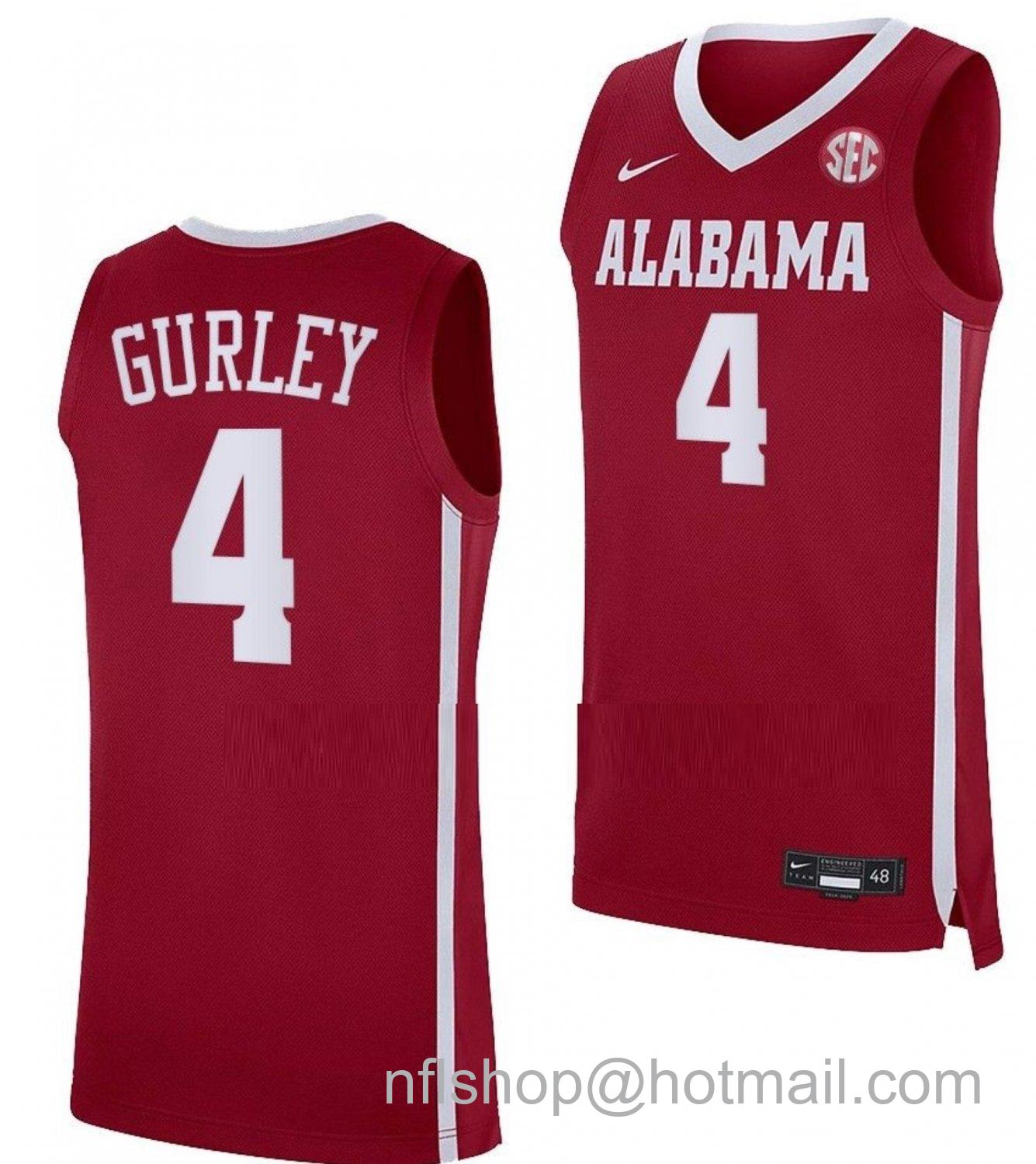 Men's Alabama Crimson Tide Noah Gurley College Basketball Crimson #4 Stitched Jersey