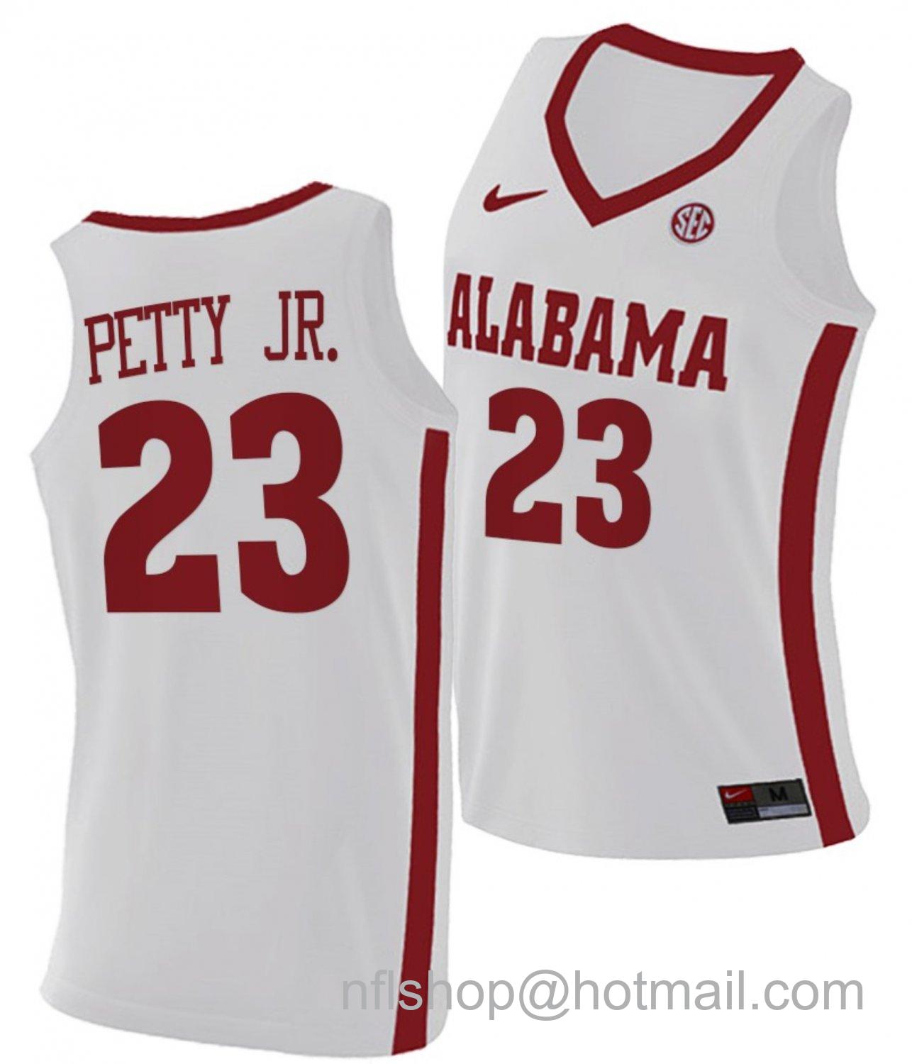 Men's Alabama Crimson Tide John Petty Jr College Basketball Replica White #23 Stitched Jersey