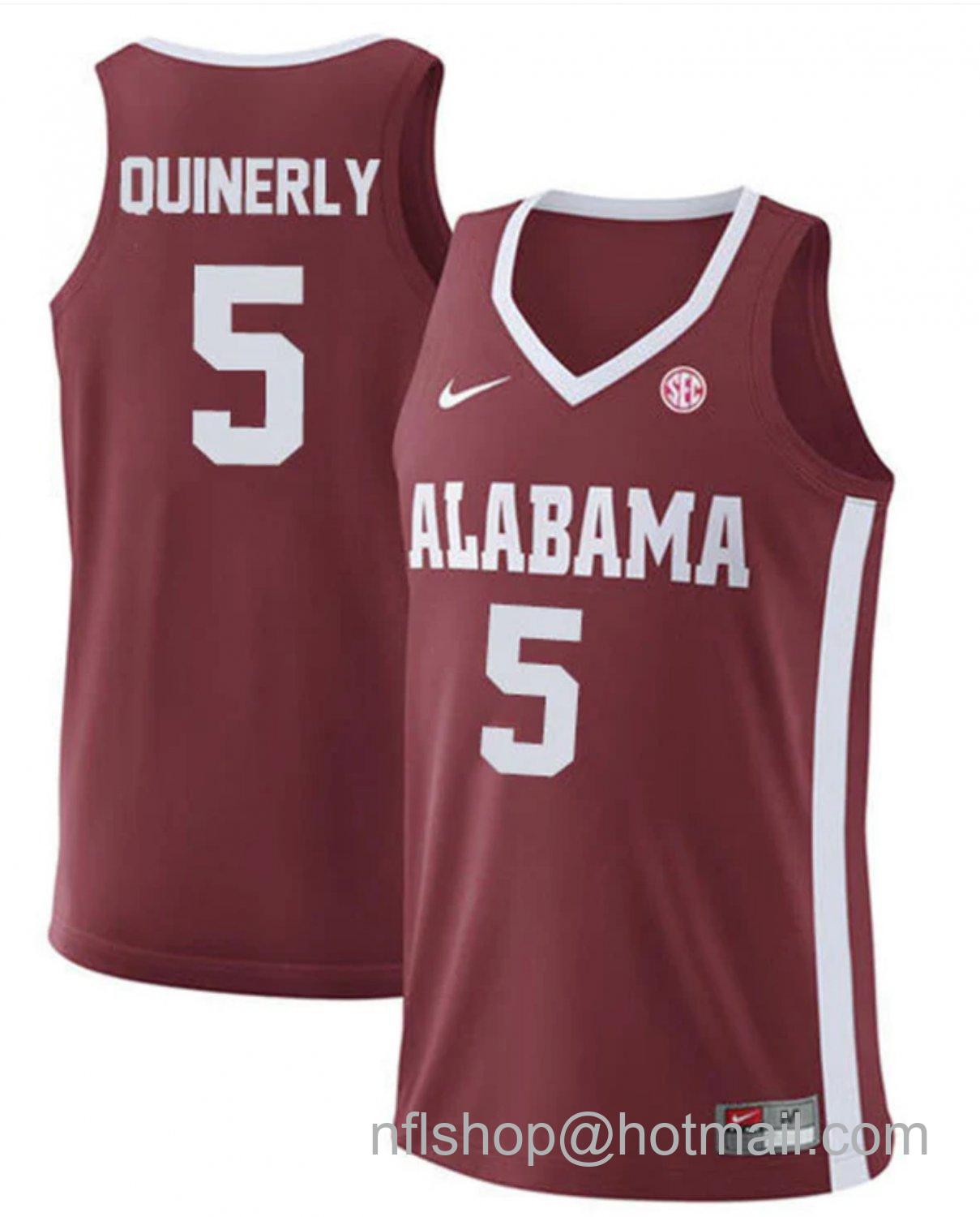 Men's Alabama Crimson Tide Jahvon Quinerly College Basketball Red Throwback #5 Stitched Jersey