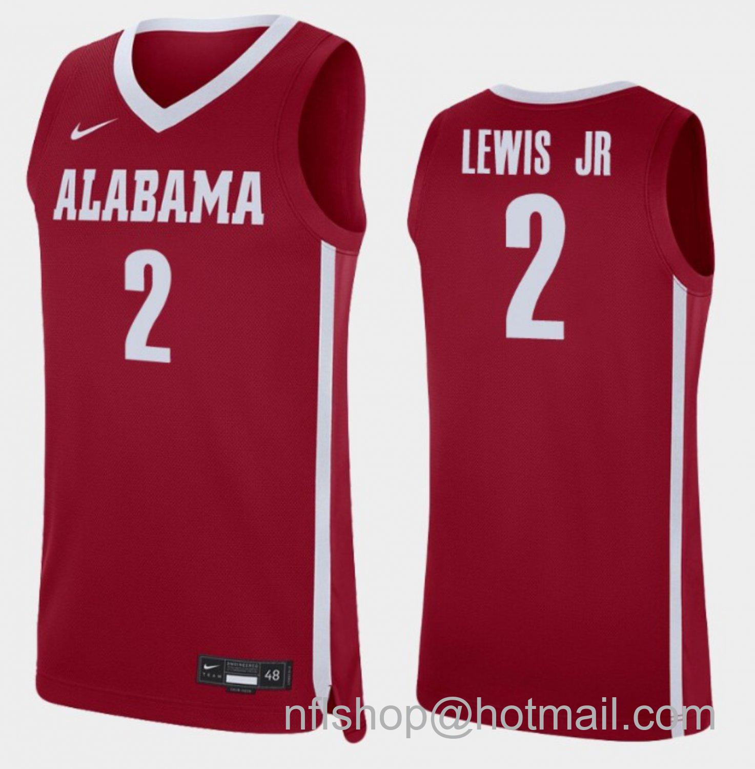 Men's Alabama Crimson Tide Kira Lewis Jr College Basketball Replica Crimson #2 Stitched Jersey