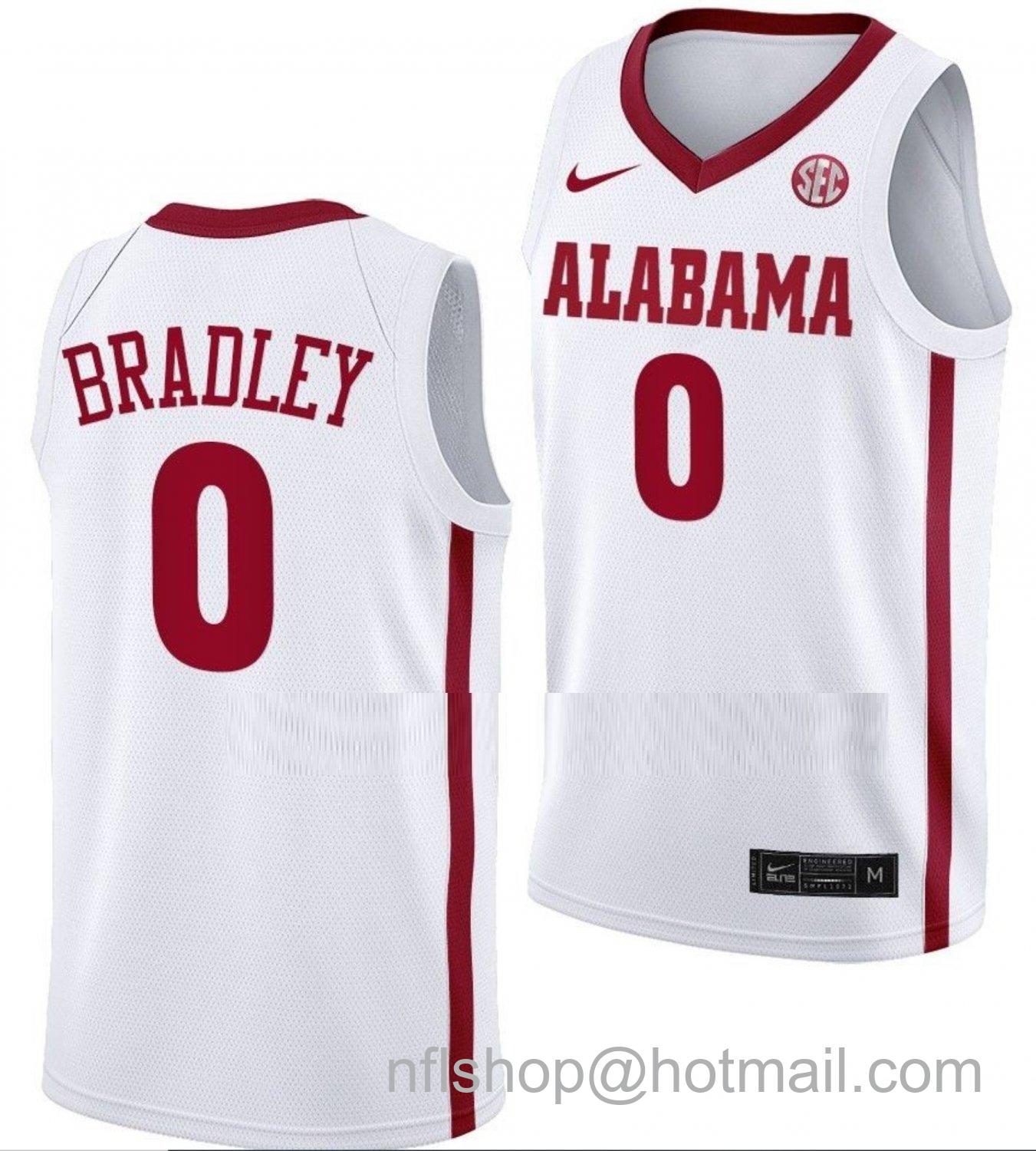 Men's Alabama Crimson Tide Jaden Bradley College Basketball White #0 Stitched Jersey