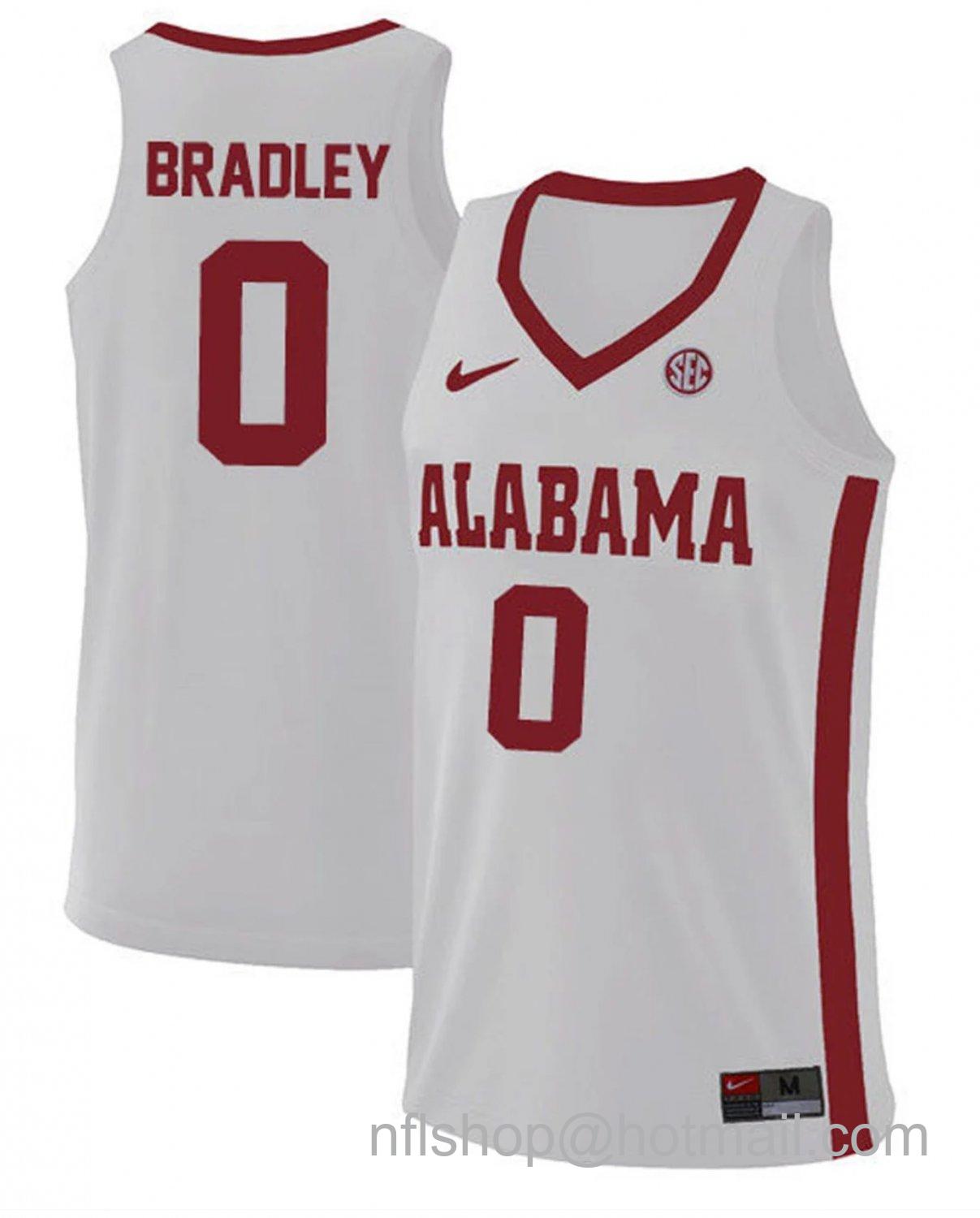 Men's Alabama Crimson Tide Jaden Bradley College Basketball Replica White #0 Stitched Jersey