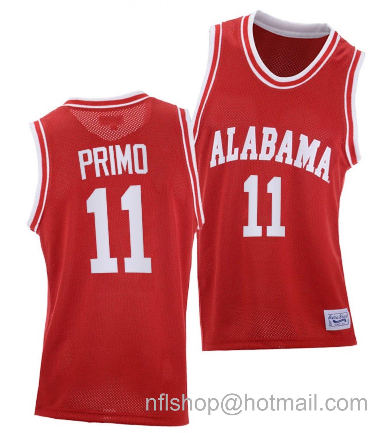 Men's Alabama Crimson Tide Joshua Primo College Basketball Red Throwback #11 Stitched Jersey