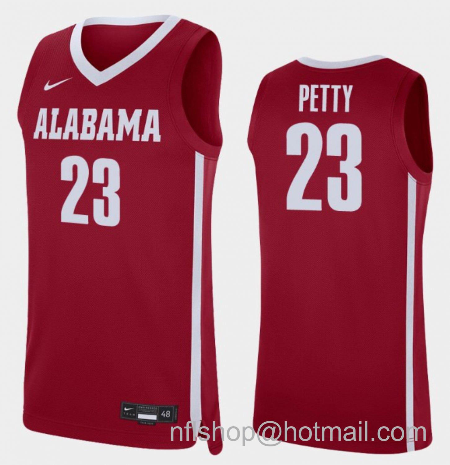 Men's Alabama Crimson Tide John Petty College Basketball Replica Crimson #23 Stitched Jersey