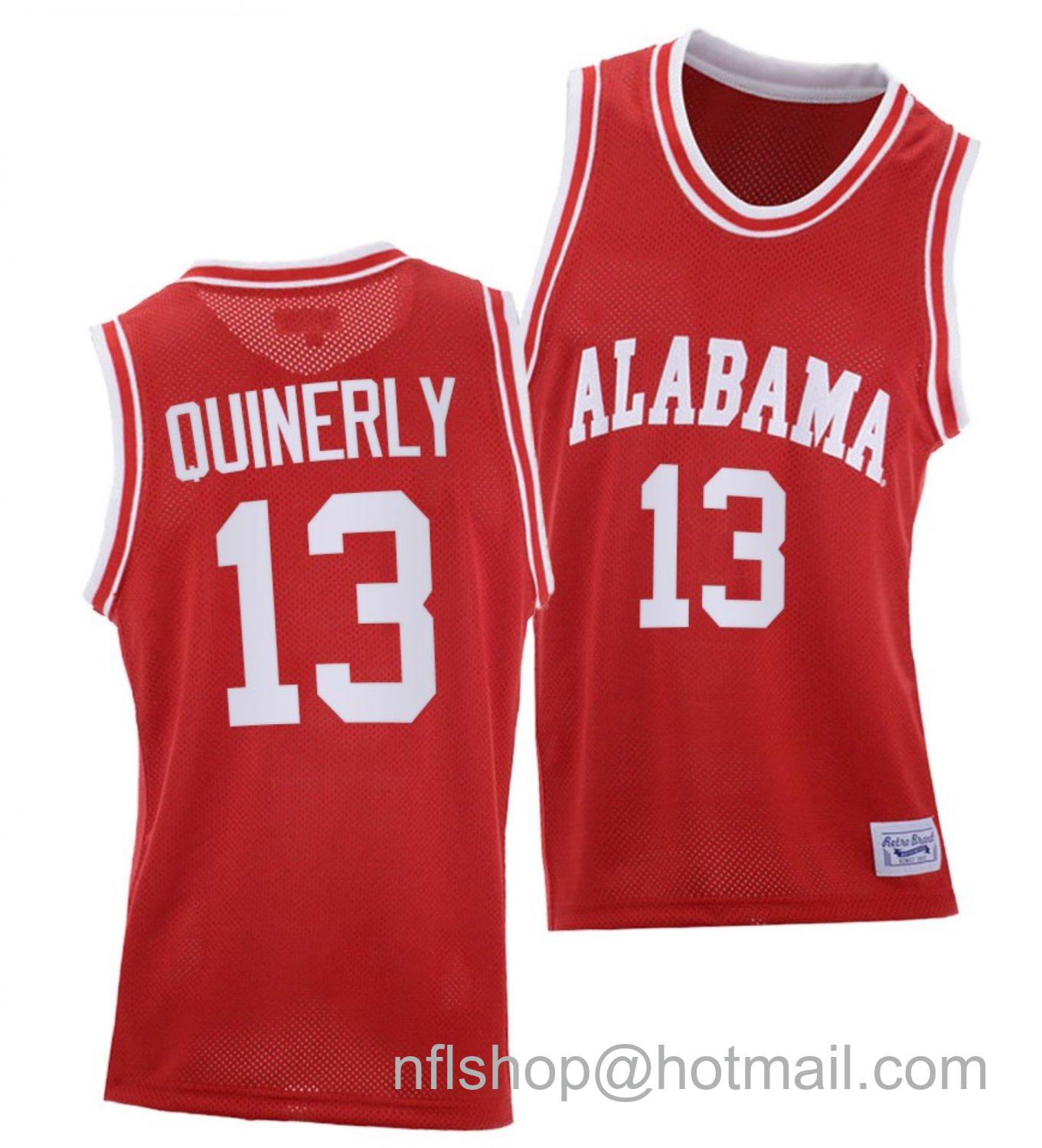 Men's Alabama Crimson Tide Jahvon Quinerly College Basketball Red Throwback #13 Stitched Jersey