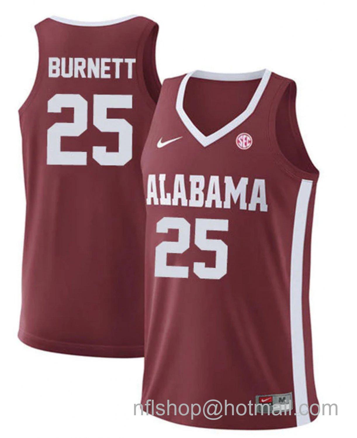 Men's Alabama Crimson Tide Nimari Burnett College Basketball Replica Crimson #25 Stitched Jersey