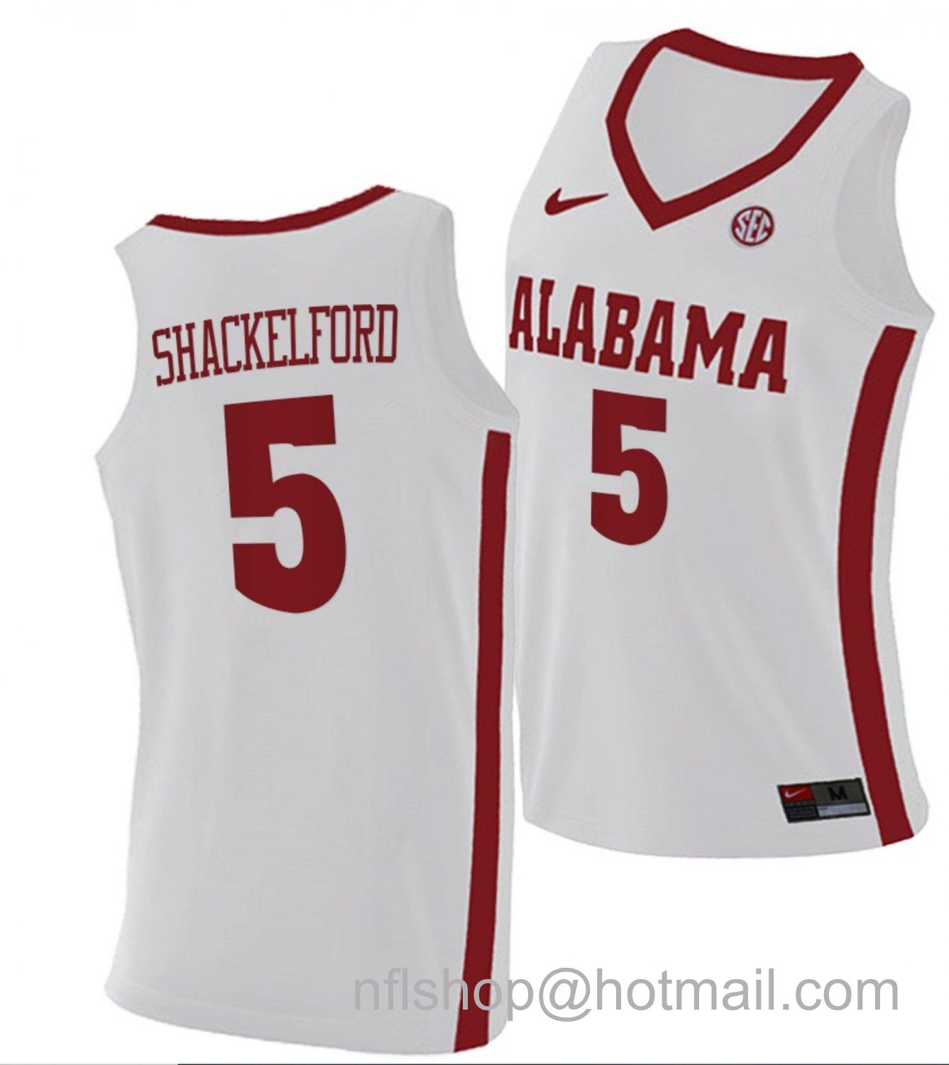 Men's Alabama Crimson Tide Jaden Shackelford College Basketball Replica White #5 Stitched Jersey