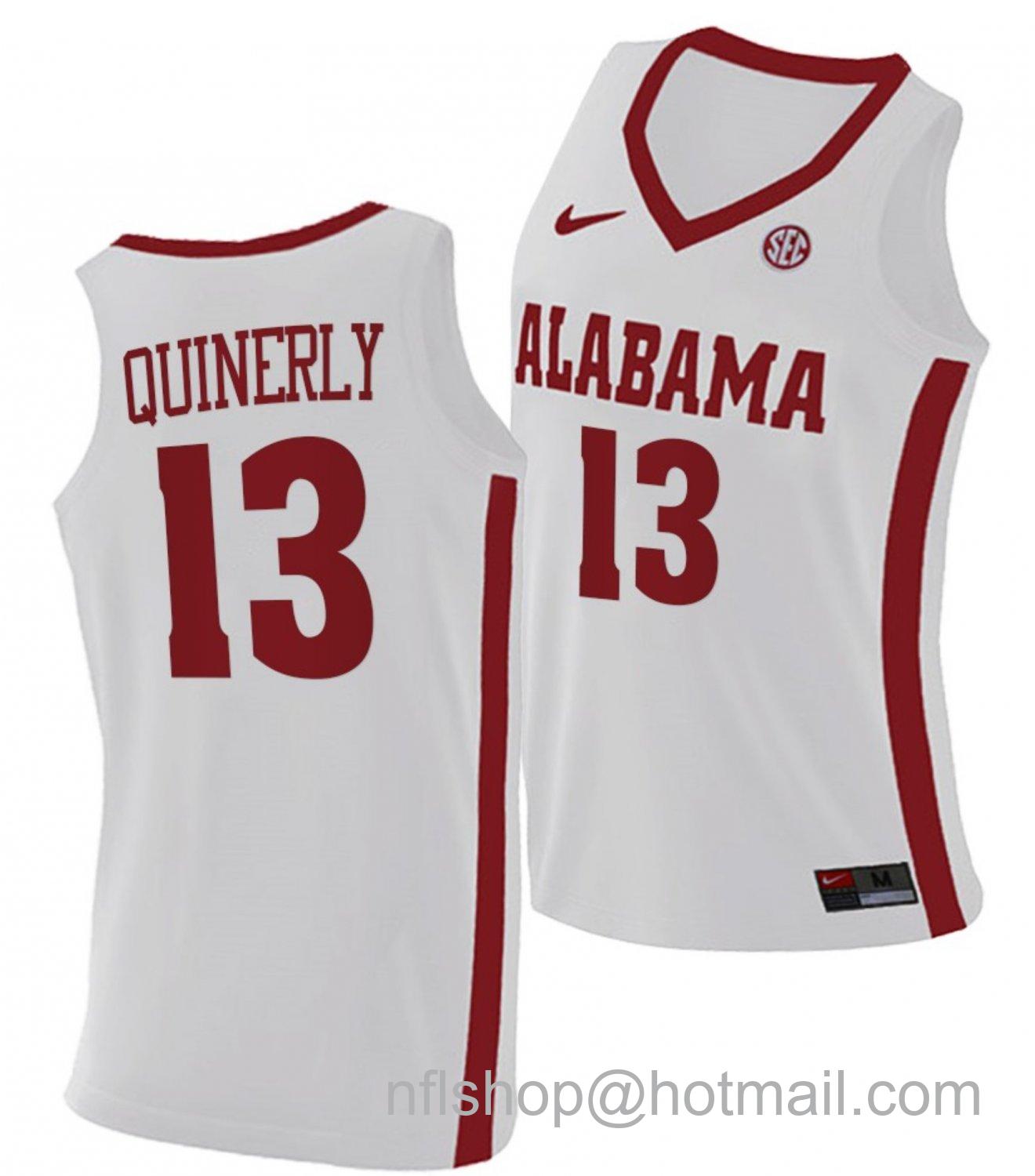 Men's Alabama Crimson Tide Jahvon Quinerly College Basketball Replica White #13 Stitched Jersey