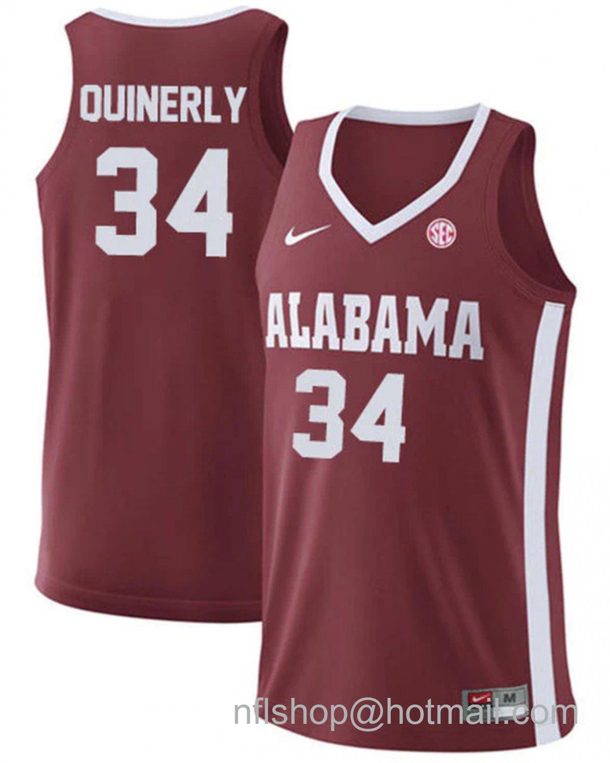 Men's Alabama Crimson Tide Jaden Quinerly College Basketball Replica Crimson #34 Stitched Jersey