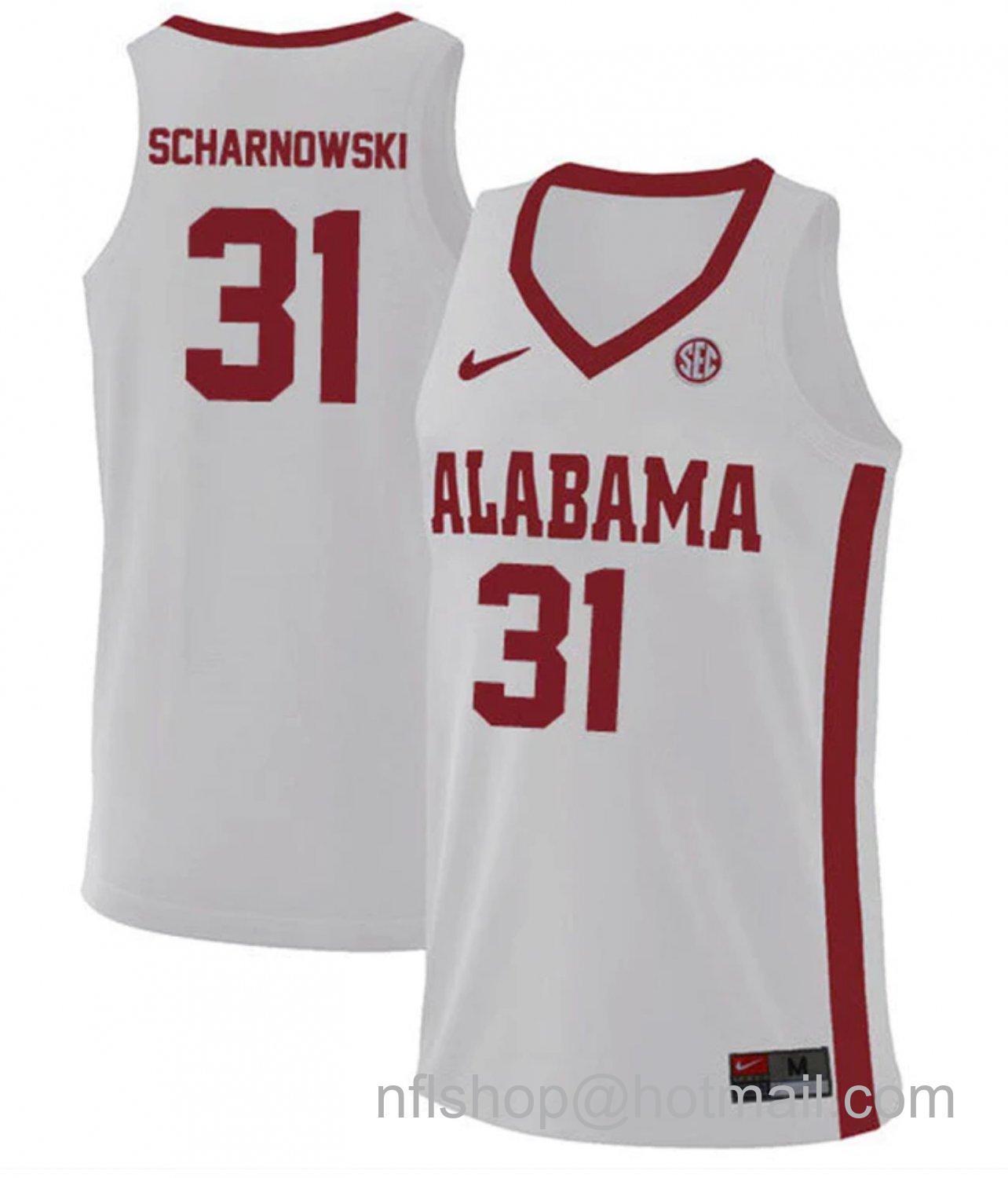 Men's Alabama Crimson Tide Max Scharnowski College Basketball Replica White #31 Stitched Jersey