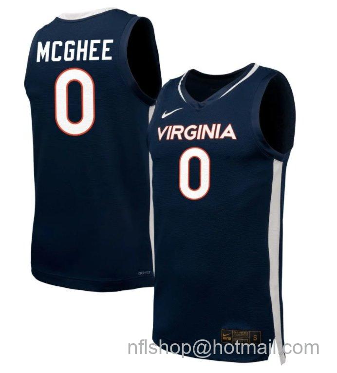 Men's Virginia Cavaliers Olivia McGhee #0 NIL Basketball Navy Stitched Jersey