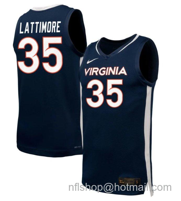 Men's Virginia Cavaliers Latasha Lattimore #35 NIL Basketball Navy Stitched Jersey