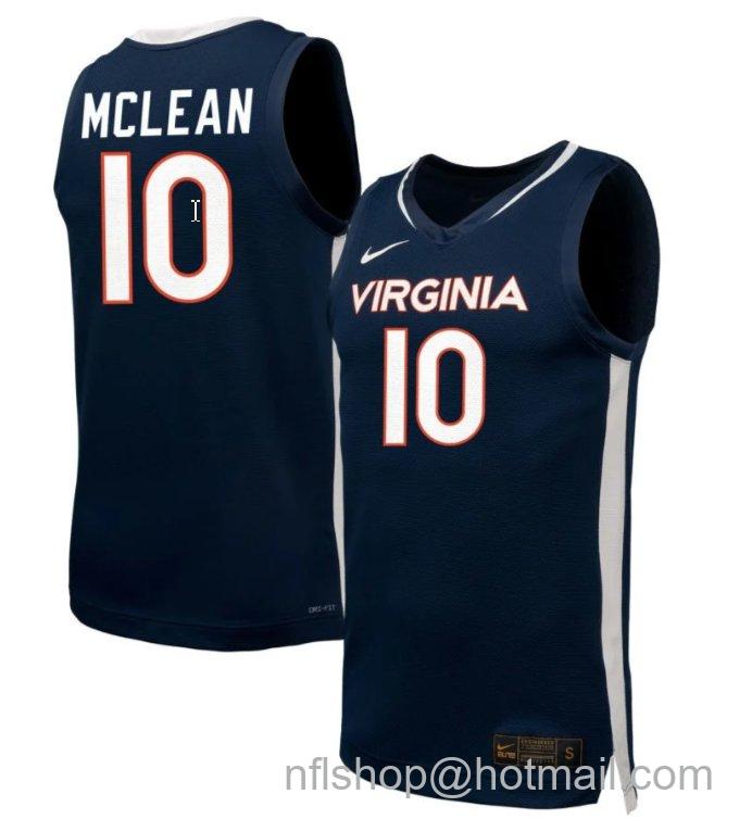 Men's Virginia Cavaliers Mir McLean #10 NIL Basketball Navy Stitched Jersey