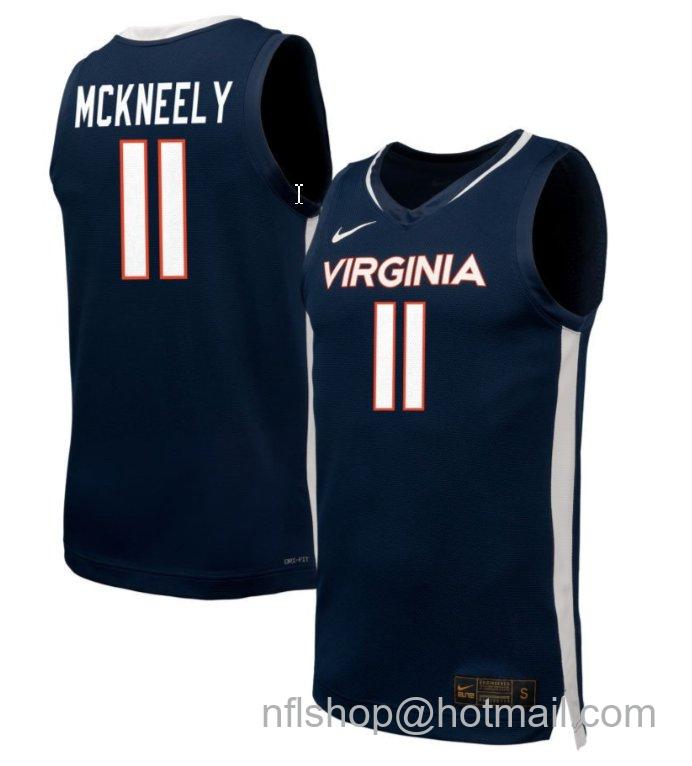 Men's Virginia Cavaliers Isaac McKneely #11 NIL Basketball Navy Stitched Jersey