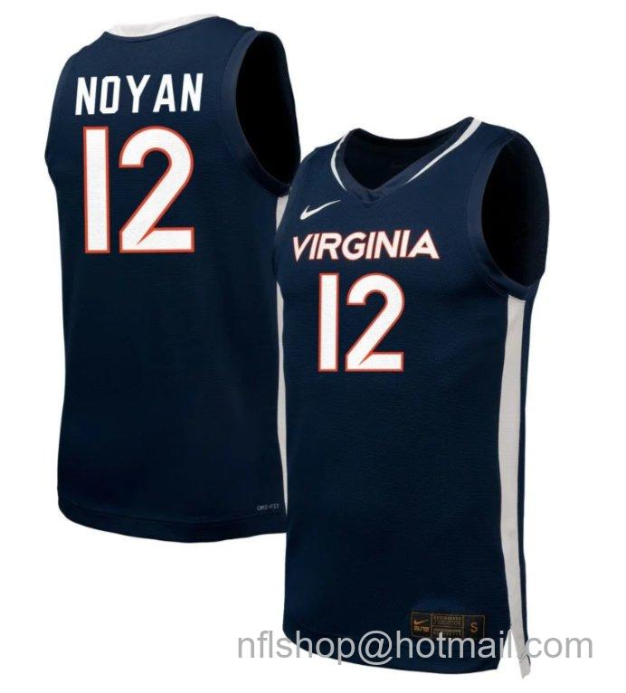 Men's Virginia Cavaliers Edessa Noyan #12 Unisex NIL Basketball Navy Stitched Jersey