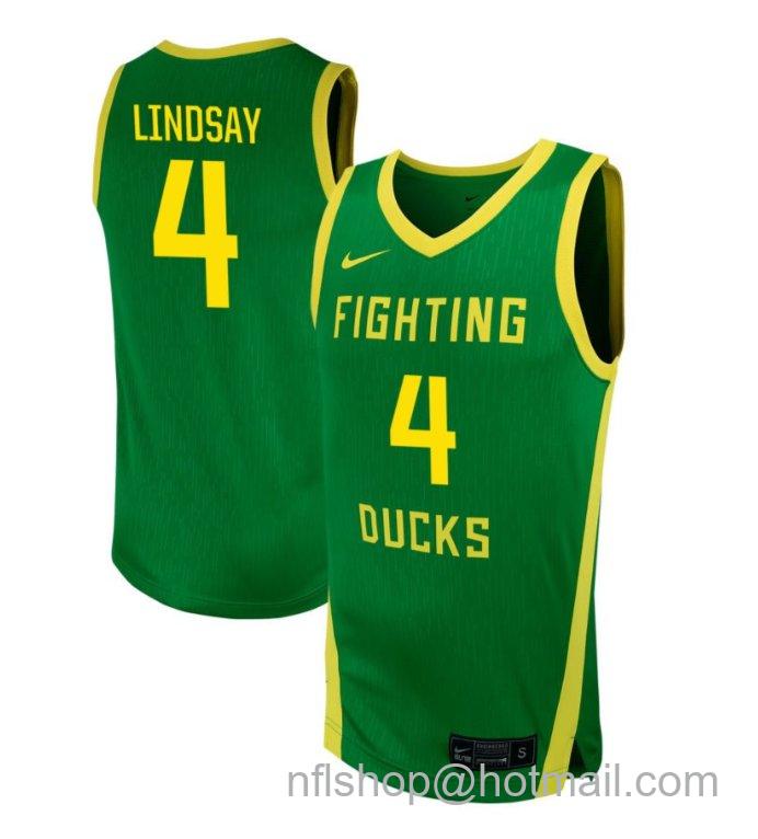 Men's Oregon Ducks Dez Lindsay #4 NIL Basketball Green Stitched Jersey