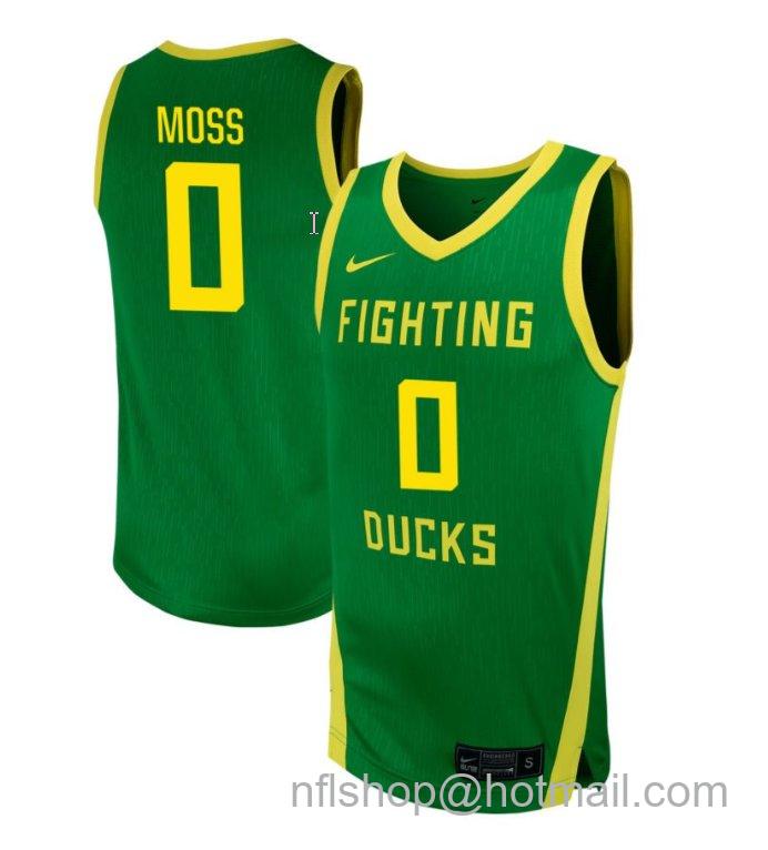 Men's Oregon Ducks RaHeim Moss #0 NIL Basketball Green Stitched Jersey