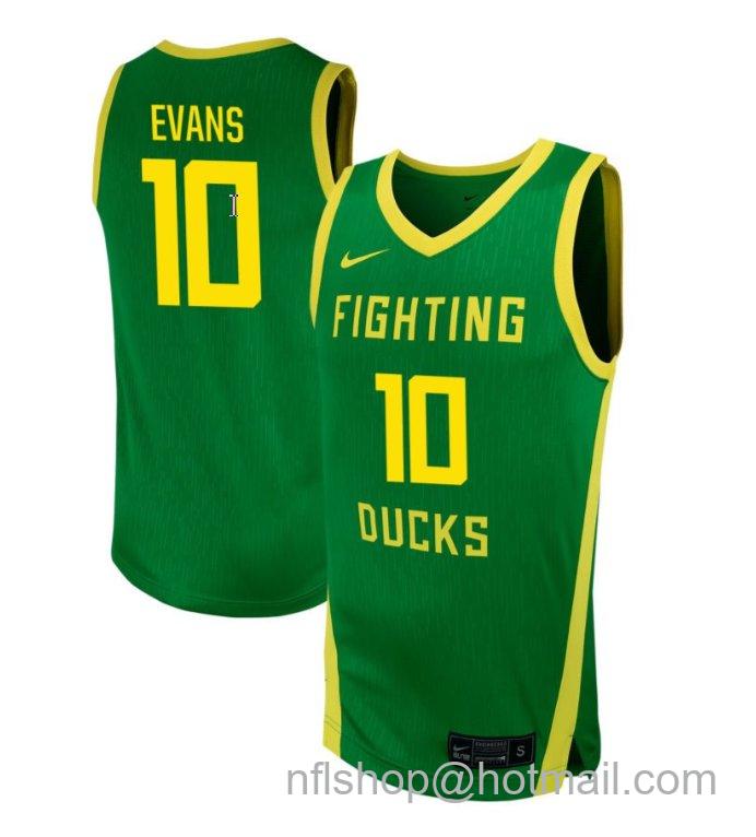 Men's Oregon Ducks Kwame Evans #10 NIL Basketball Green Stitched Jersey