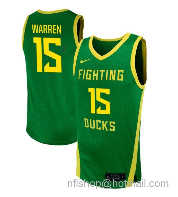 Men's Oregon Ducks Andre Warren #15 NIL Basketball Green Stitched Jersey