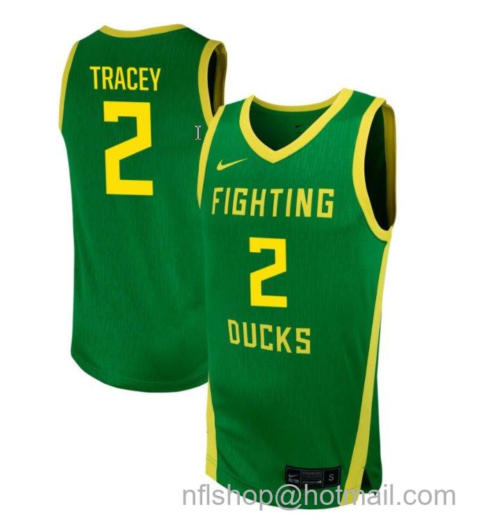 Men's Oregon Ducks Jadrian Tracey #2 NIL Basketball Green Stitched Jersey