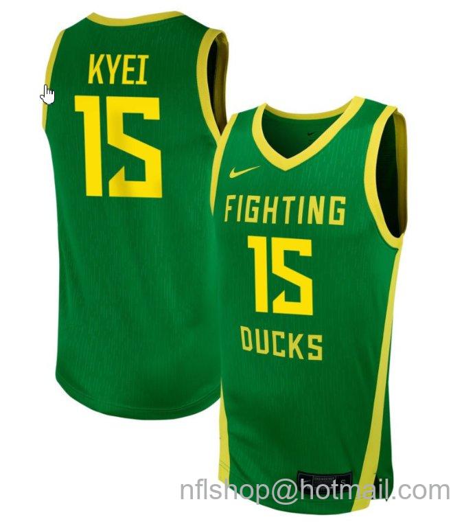 Men's Oregon Ducks Phillipina Kyei #15 NIL Basketball Green Stitched Jersey