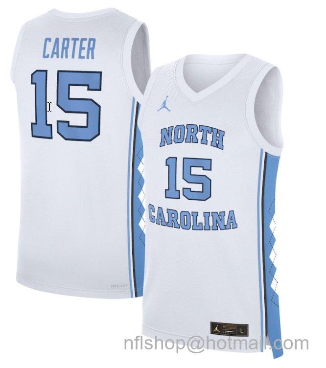 Men's North Carolina Tar Heels Vince Carter #15 NCAA Basketball White Stitched Jersey