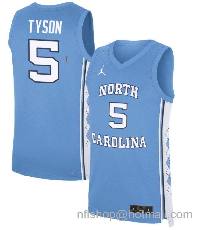 Men's North Carolina Tar Heels Cade Tyson #5 NCAA Basketball Blue Stitched Jersey