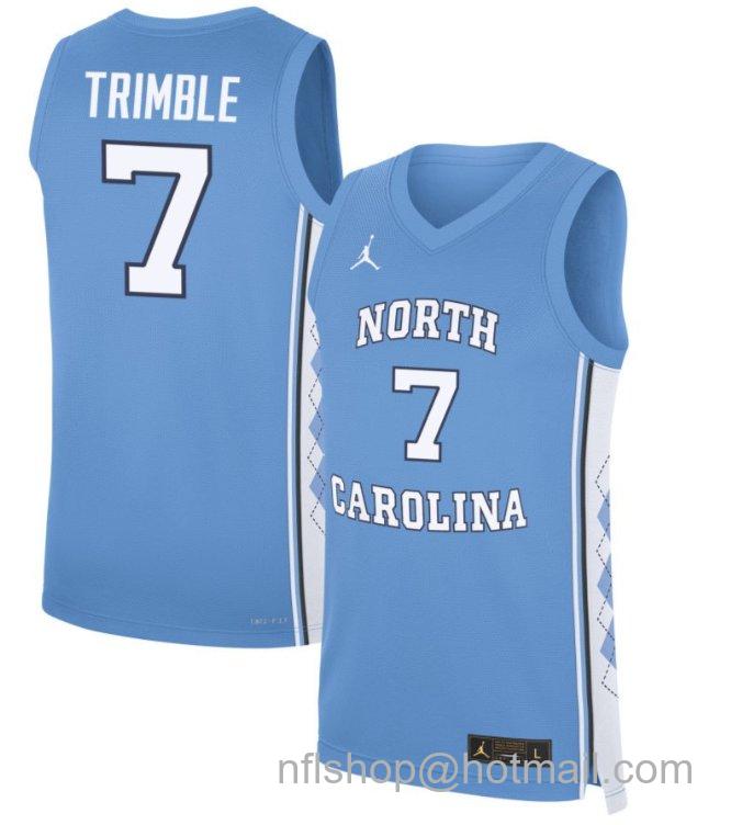 Men's North Carolina Tar Heels Seth Trimble #7 NCAA Basketball Blue Stitched Jersey