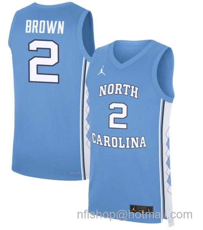 Men's North Carolina Tar Heels James Brown #2 NCAA Basketball Blue Stitched Jersey