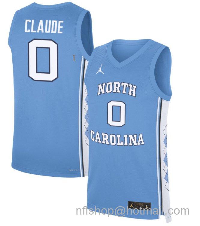 Men's North Carolina Tar Heels Tyzhaun Claude #0 NCAA Basketball Blue Stitched Jersey