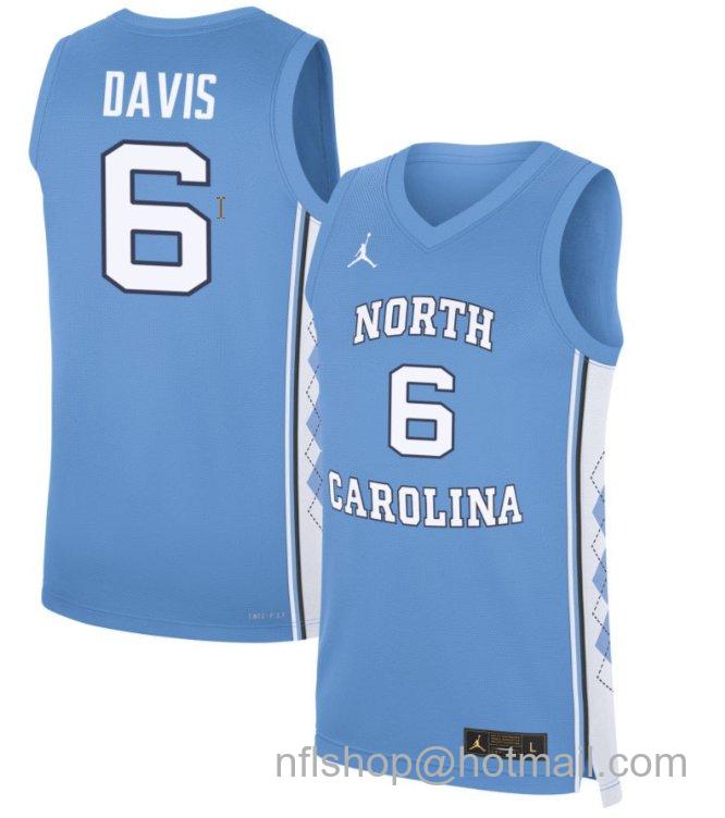 Men's North Carolina Tar Heels Elijah Davis #6 NCAA Basketball Blue Stitched Jersey