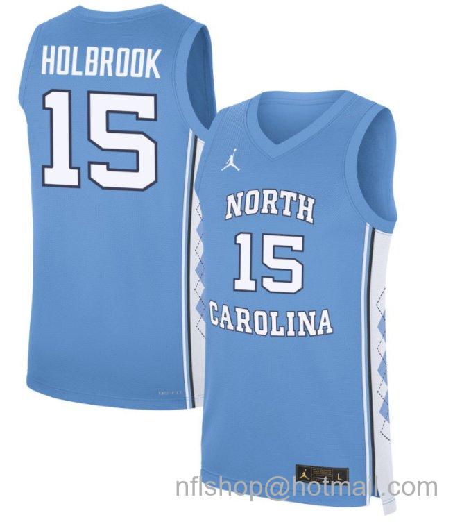 Men's North Carolina Tar Heels John Holbrook #15 NCAA Basketball Blue Stitched Jersey