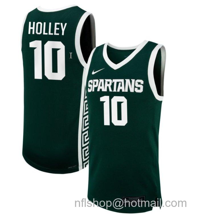 Men's Michigan State Spartans Helen Holley #10 NIL Basketball Green Stitched Jersey