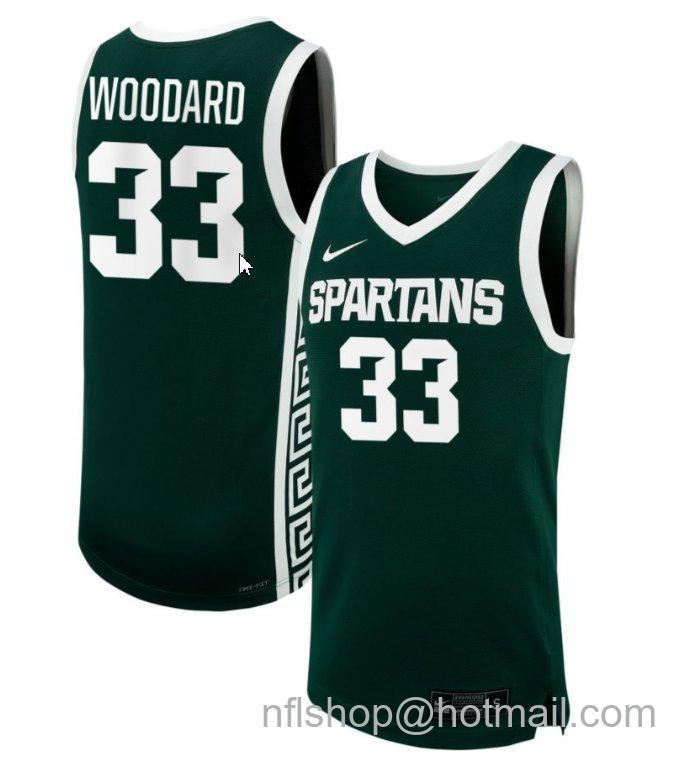 Men's Michigan State Spartans Juliann Woodard #33 NIL Basketball Green Stitched Jersey