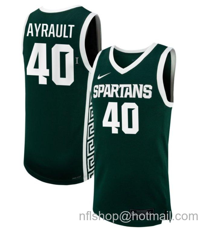 Men's Michigan State Spartans Julia Ayrault #40 NIL Basketball Green Stitched Jersey