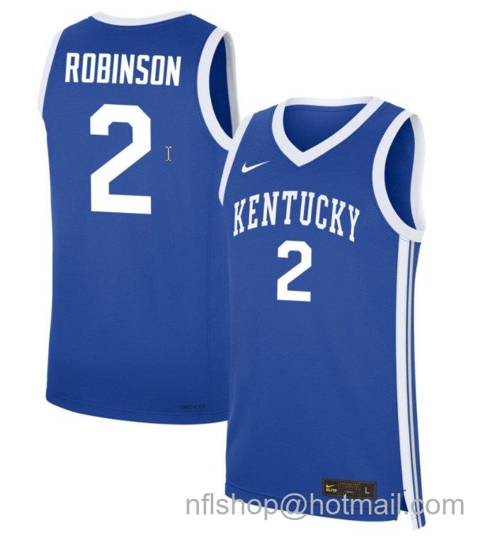 Men's Kentucky Wildcats Jaxson Robinson #2 NIL Basketball Royal Stitched Jersey