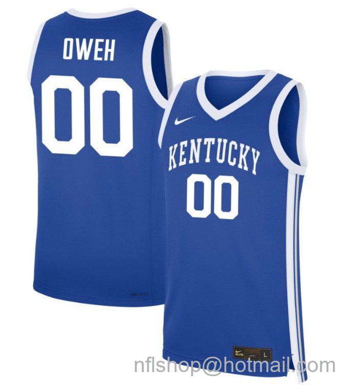 Men's Kentucky Wildcats Otega Oweh #0 NIL Basketball Royal Stitched Jersey