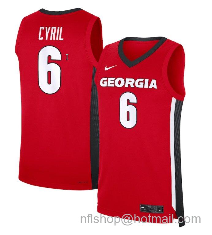 Men's Georgia Bulldogs Somto Cyril #6 NIL Basketball Red Stitched Jersey