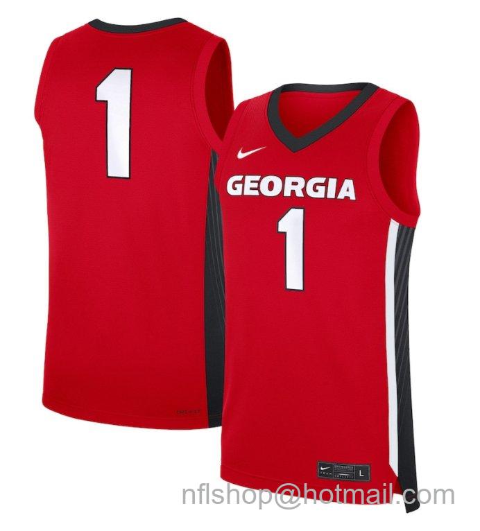 Men's Georgia Bulldogs #1 NIL Basketball Red Stitched Jersey