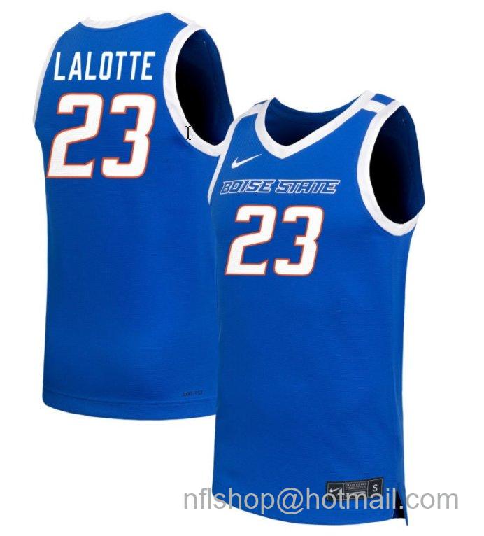 Men's Boise State Broncos Elodie Lalotte #23 NIL Basketball Royal Stitched Jersey