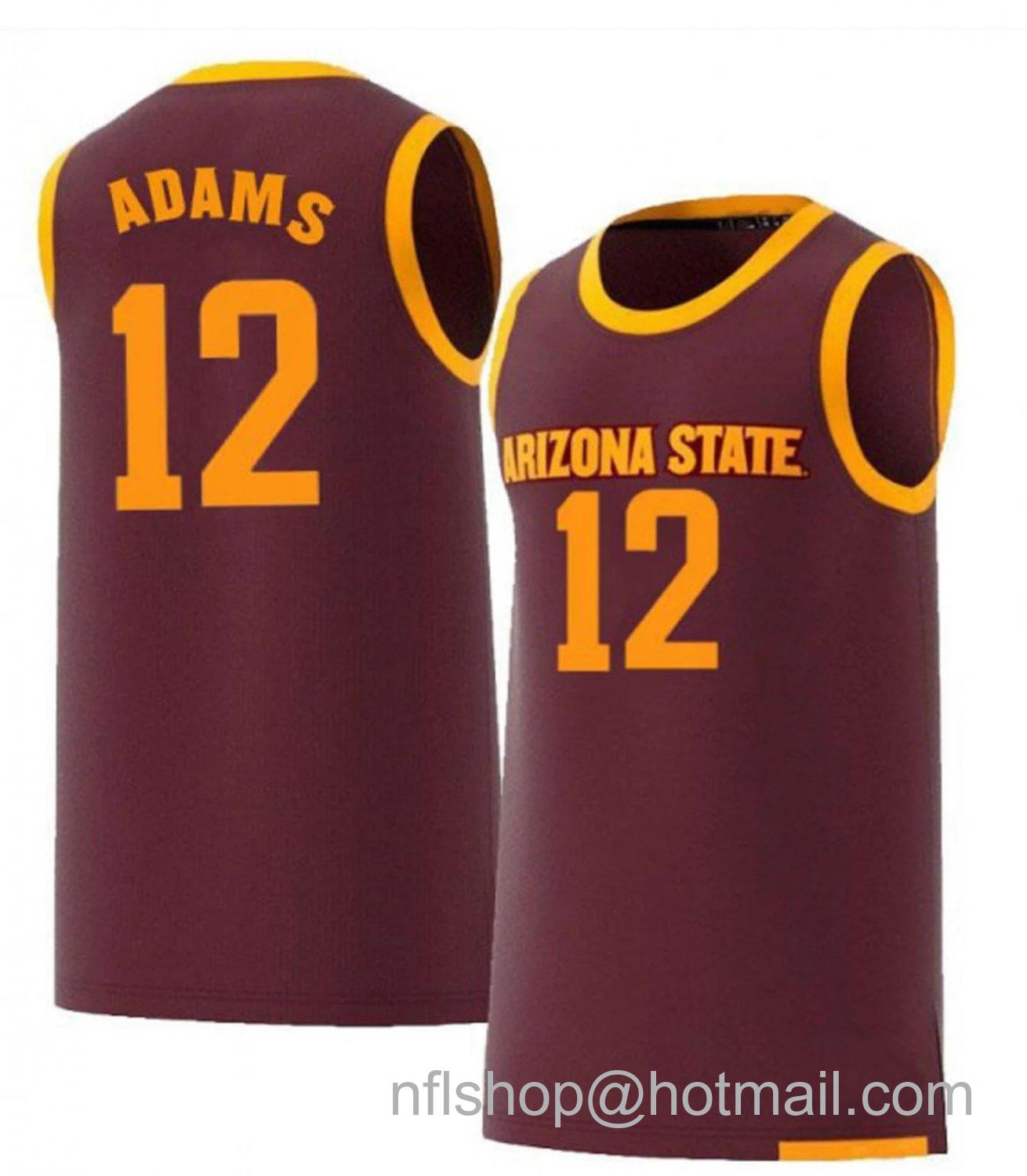 Men's Arizona State Sun Devils Andre Adams College Basketball Red #12 Stitched Jersey