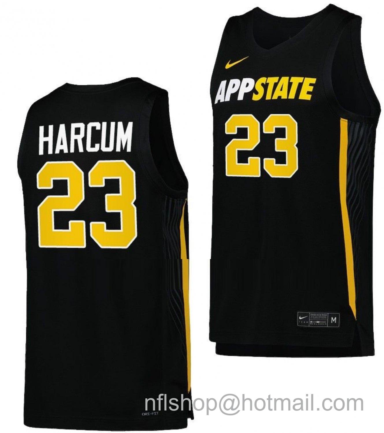 Men's Appalachian State Mountaineers Terence Harcum College Basketball Black #23 Stitched Jersey