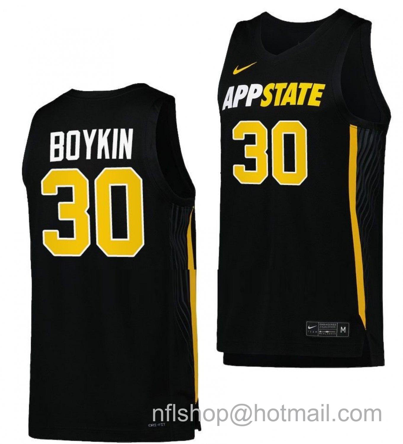 Men's Appalachian State Mountaineers Tyree Boykin College Basketball Black #30 Stitched Jersey