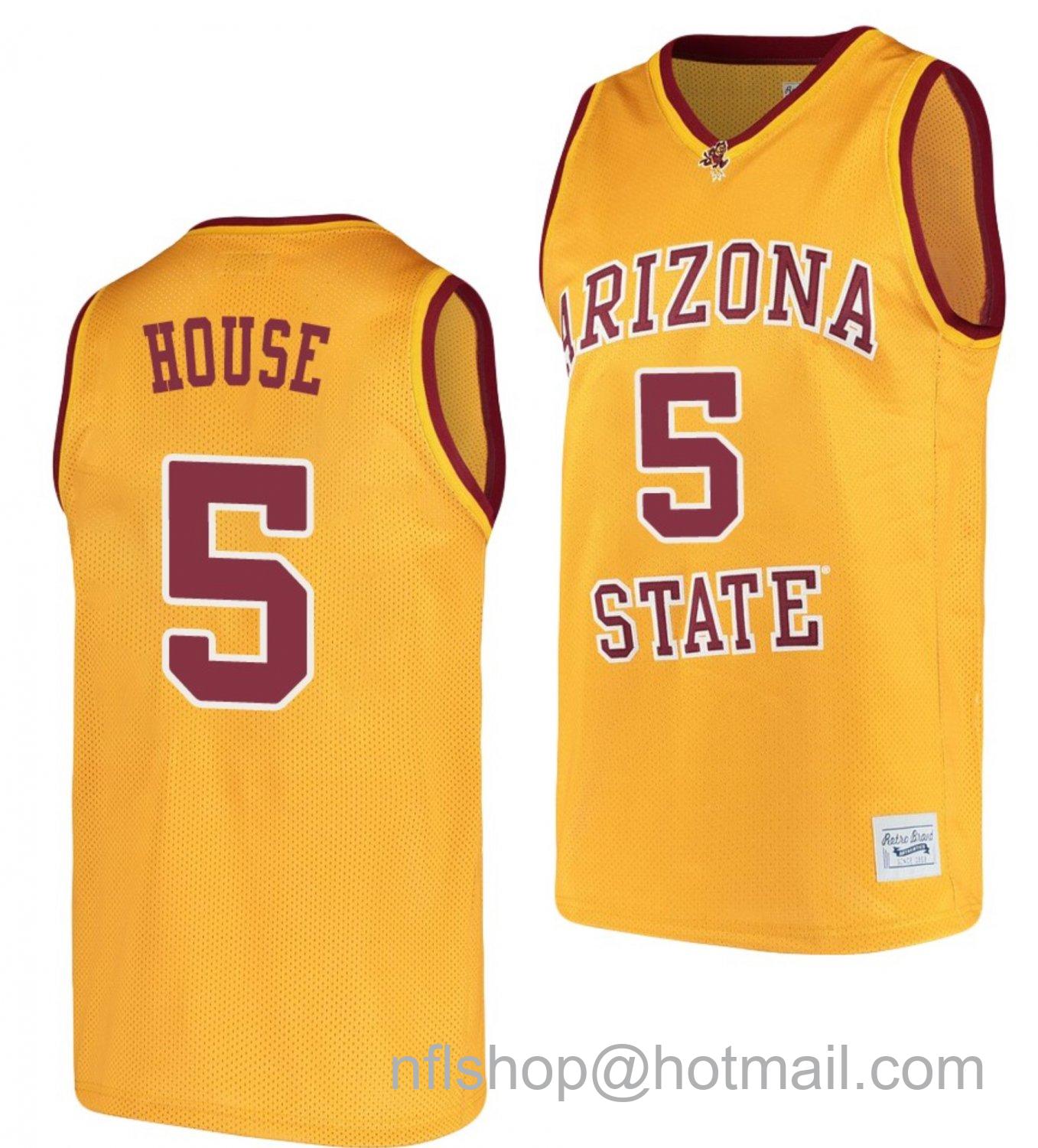 Men's Arizona State Sun Devils Eddie House College Basketball Gold #5 Stitched Jersey