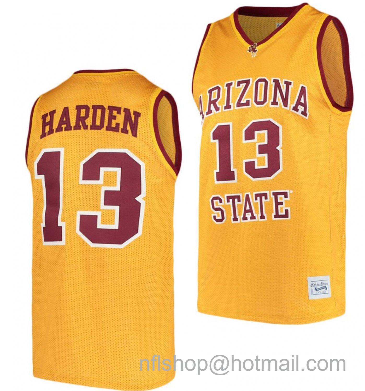 Men's Arizona State Sun Devils James Harden College Basketball Gold #13 Stitched Jersey