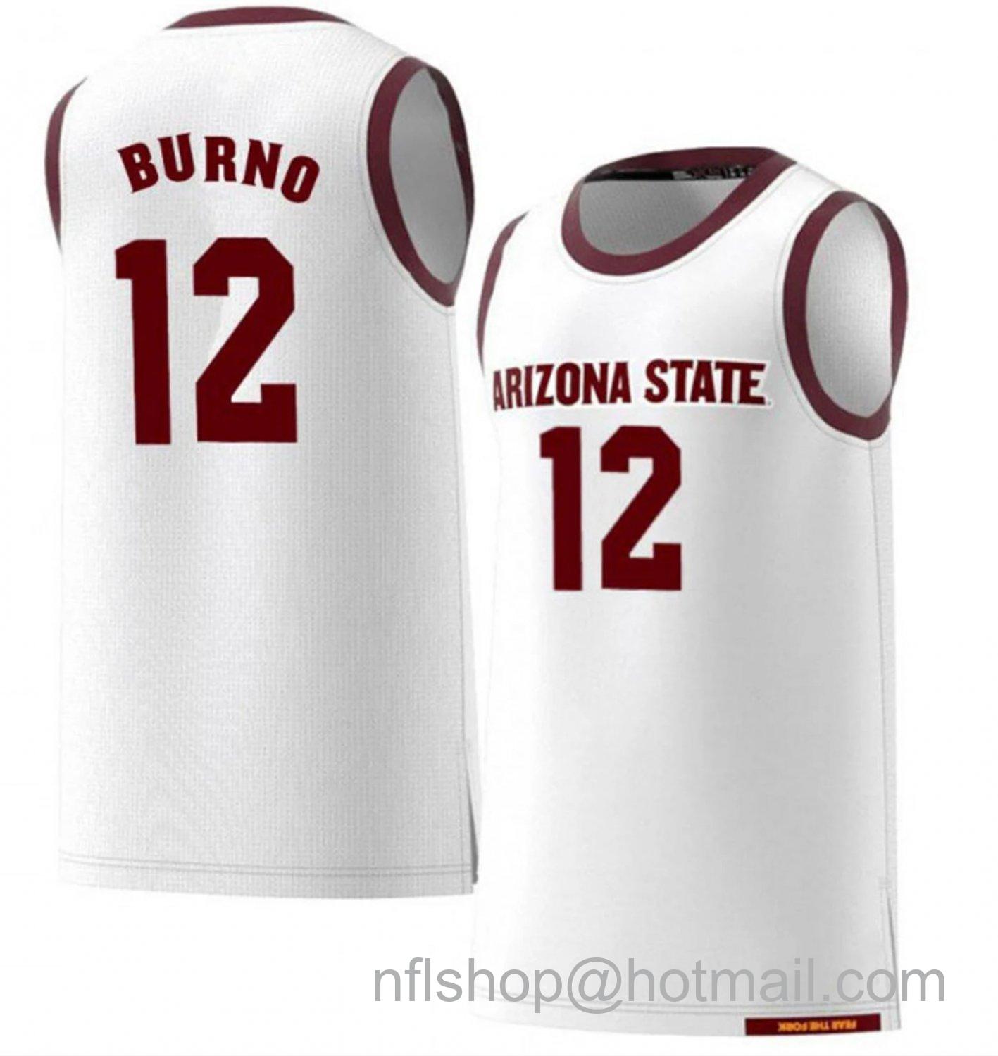 Men's Arizona State Sun Devils Micah Burno College Basketball White #12 Stitched Jersey