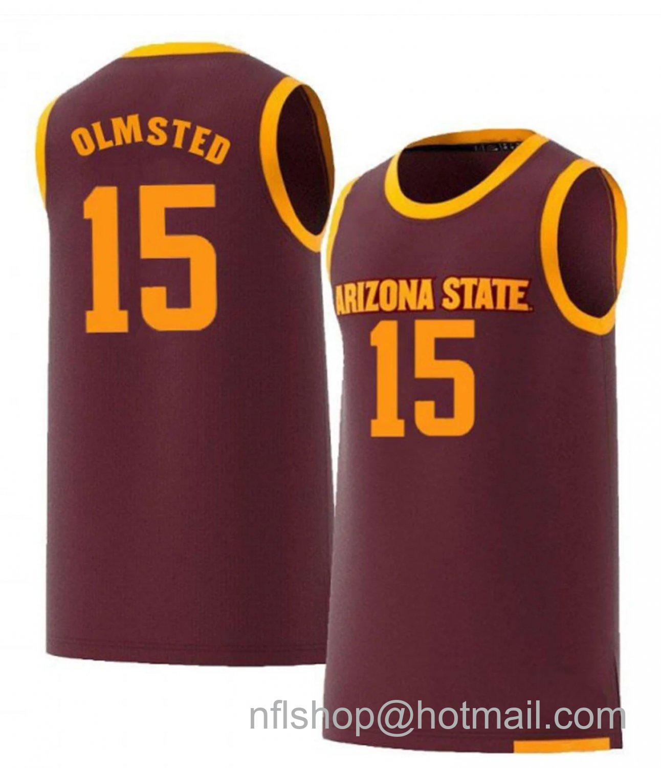 Men's Arizona State Sun Devils John Olmsted College Basketball Red #15 Stitched Jersey