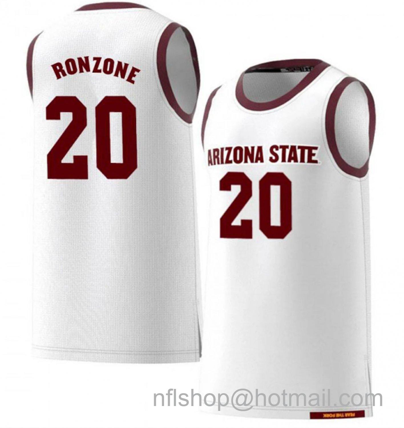 Men's Arizona State Sun Devils Cade RonzoneCollege Basketball White #20 Stitched Jersey