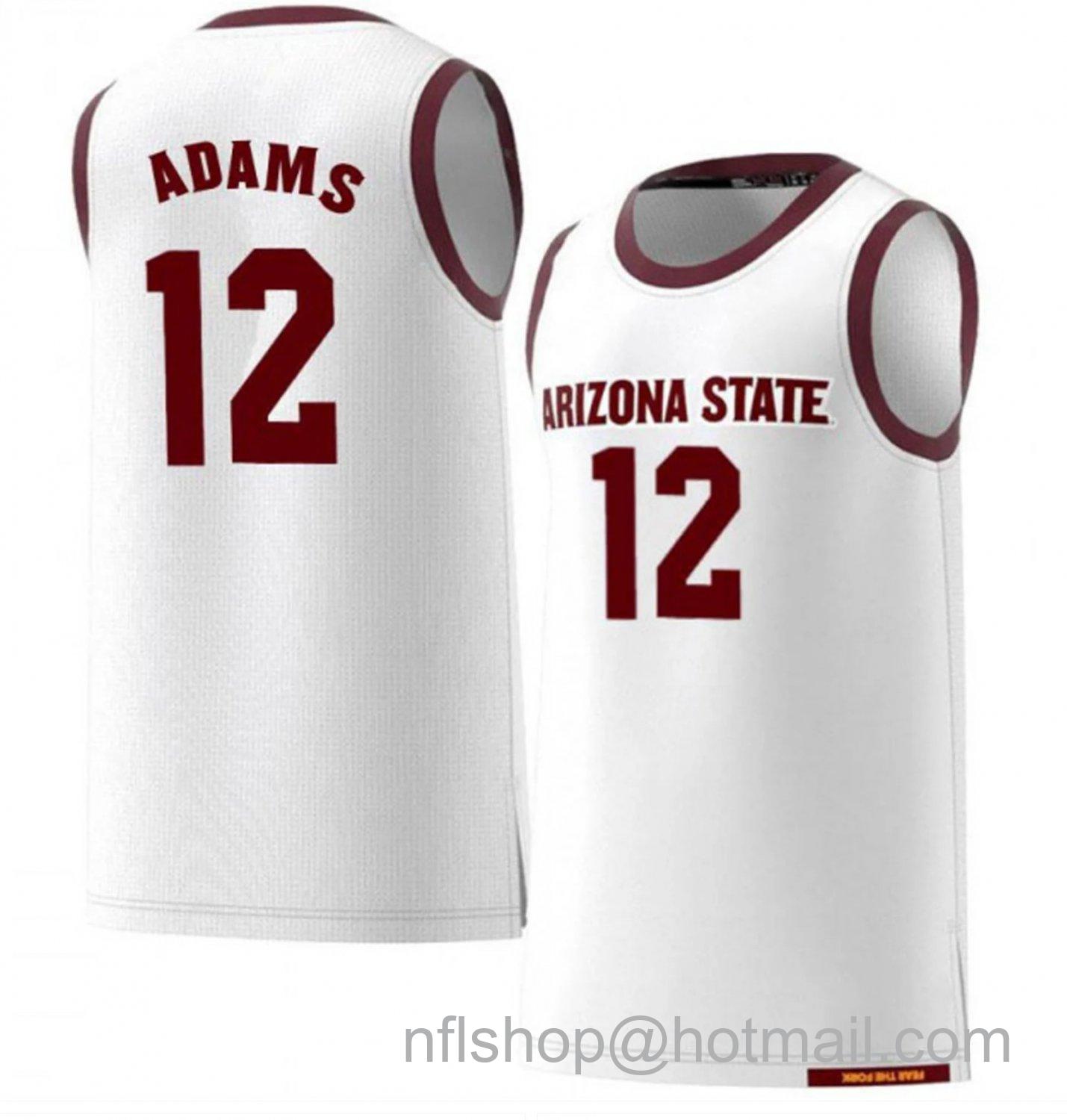 Men's Arizona State Sun Devils Andre Adams College Basketball White #12 Stitched Jersey